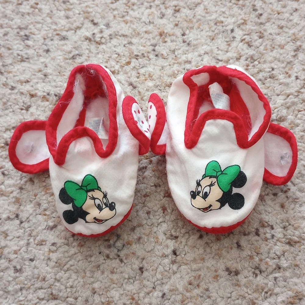 Vintage 1984 Disney Minnie Mouse Baby Shoes / Slippers